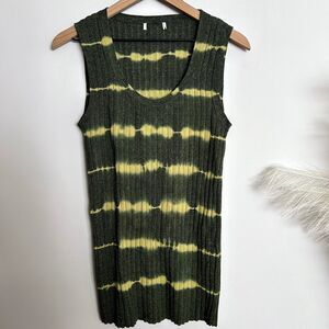 Sandro Ribbed Long Tank Green / Yellow Tie Dye